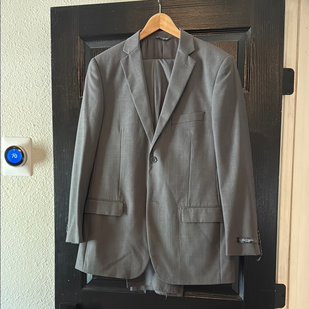 Gray 100% Merino Wool Suit